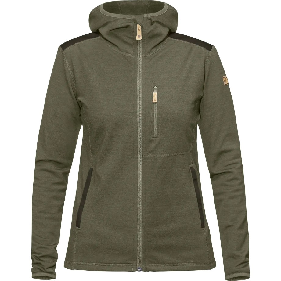 Keb Fleece Hoodie W Fjällräven Laurel Verde-adânc Pădure