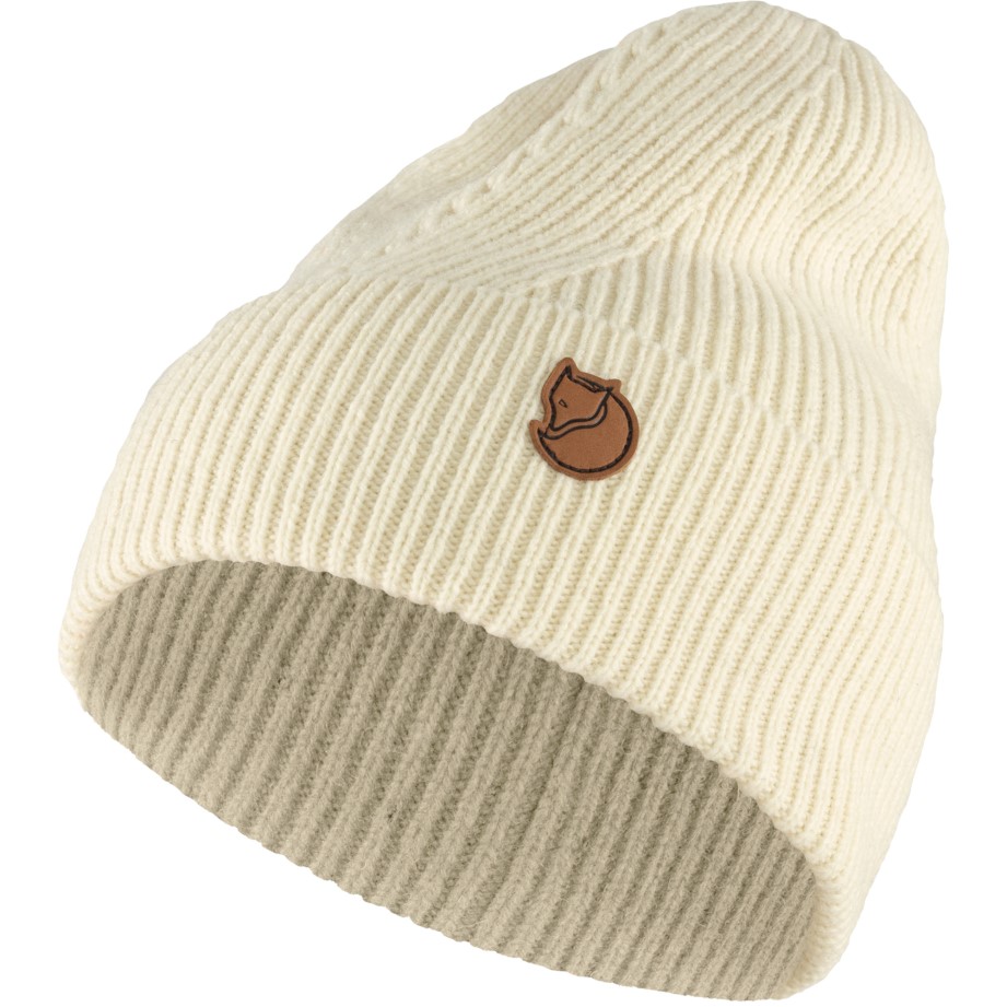Călk White Fjällräven Directional Rib Beanie