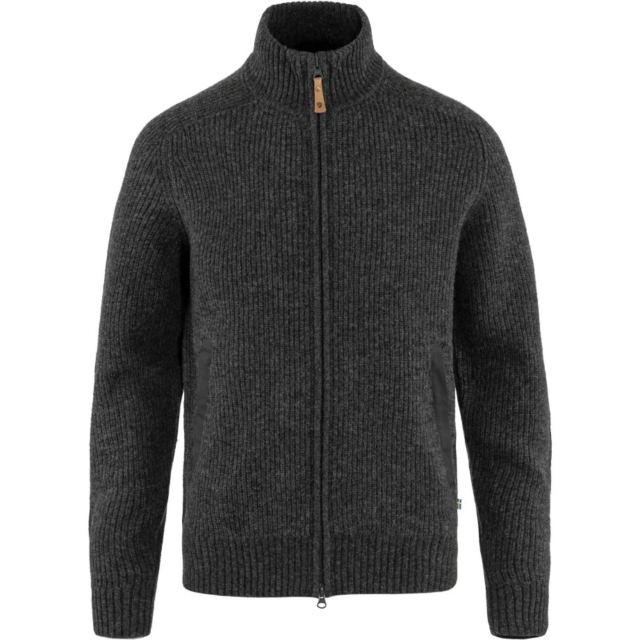Fjällräven Övik Cardigan Cu Fermoar Tricot M Gri închis