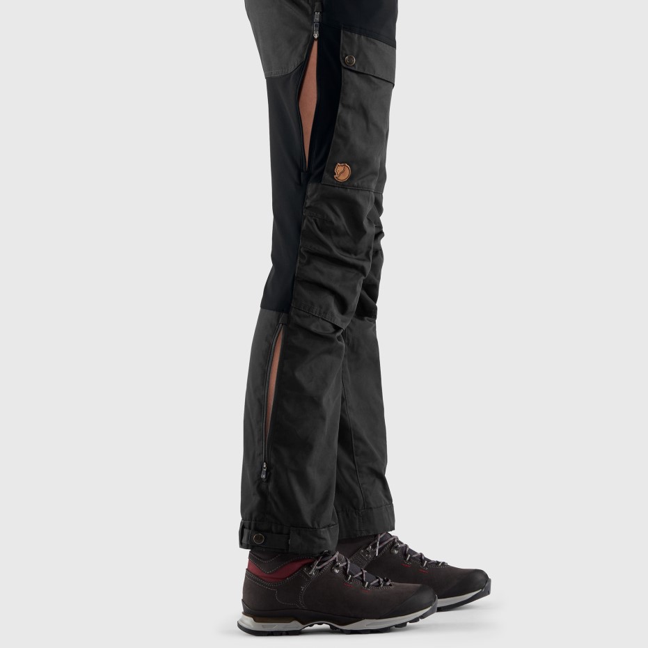 Pantaloni Keb Negru-gri Piatră Curbat W Scurt Fjällräven