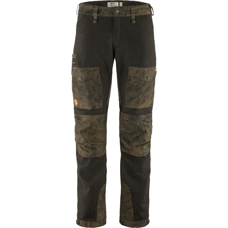 Fjällräven Dark Olive-dark Olive Camo Värmland Pantaloni De Lână M