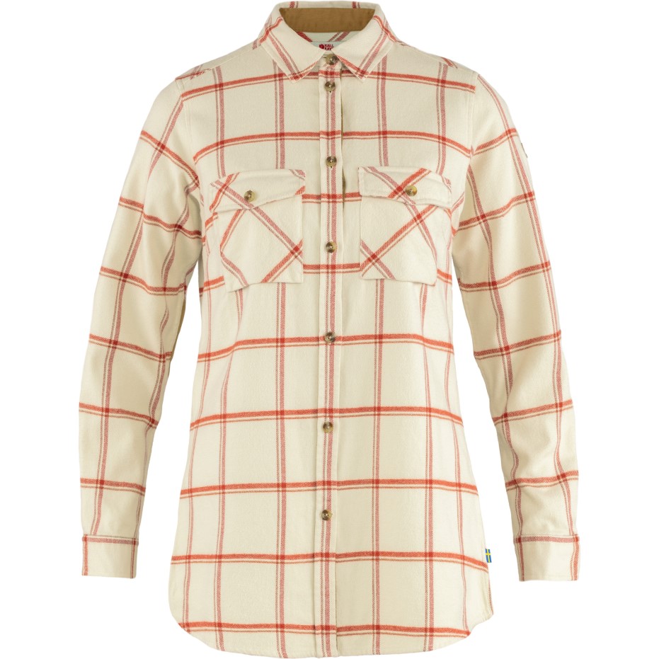 Cămașă Din Twill Övik Ls W Fjällräven Cretă Alb-roșu Cabină